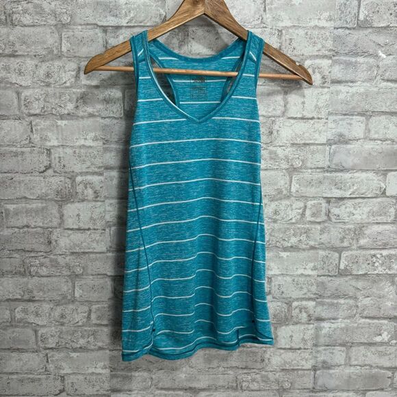The North Face Ma-x Tank Top Bluebird Racerback‎ Training Active Striped Blue XS - Picture 1 of 13